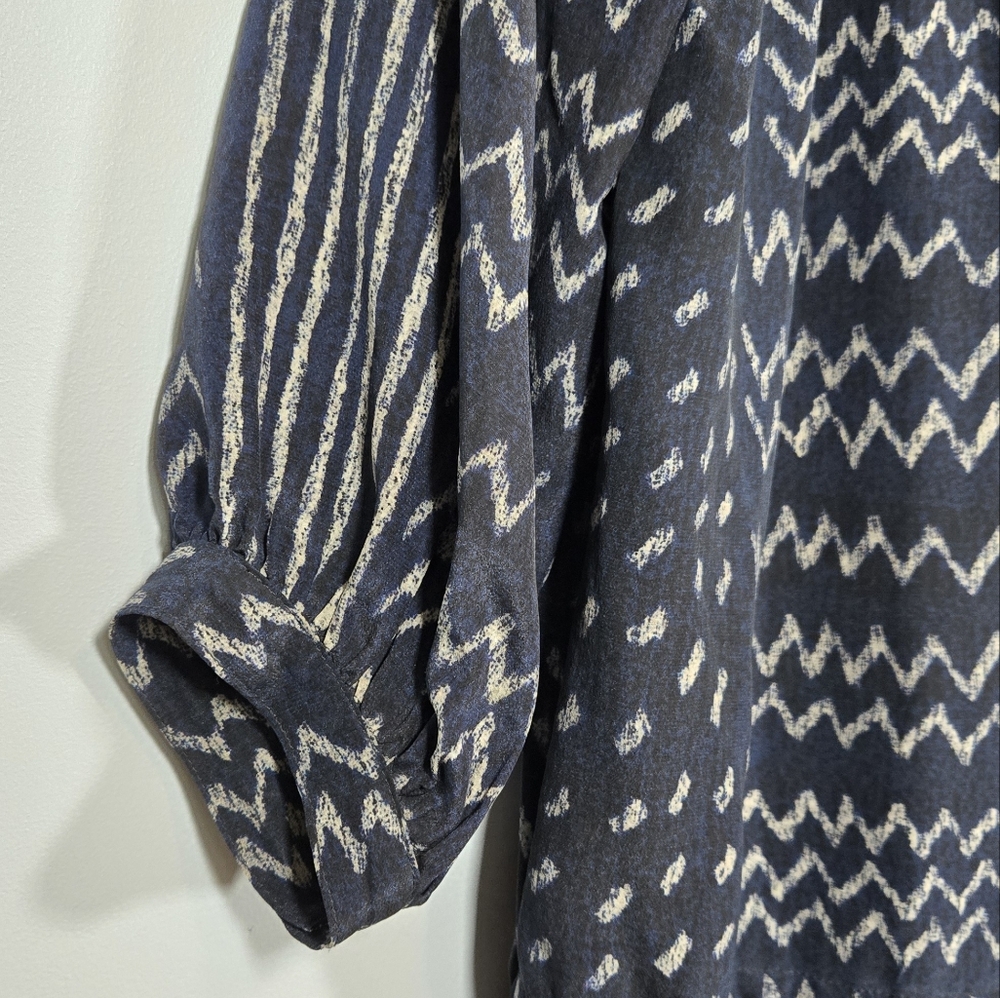 Ulla Johnson Silk Navy and Cream Mini Dress Boho Size M/L - Picture 8 of 11